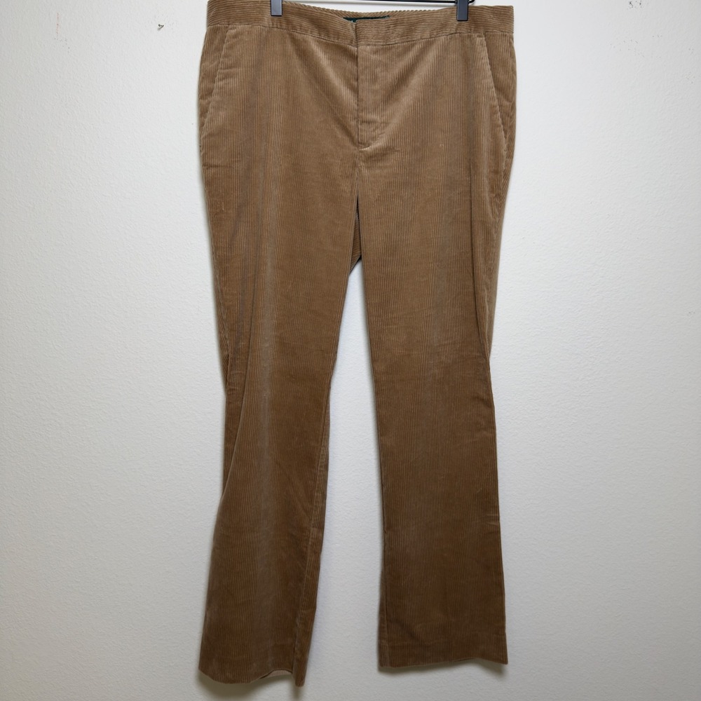 Lauren Ralph Lauren Pants Women‎ 14 Tan Corduroy High Rise Wide Leg Western Boho